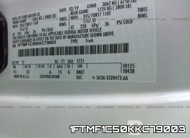 1FTMF1C50KKC79003 фото 10