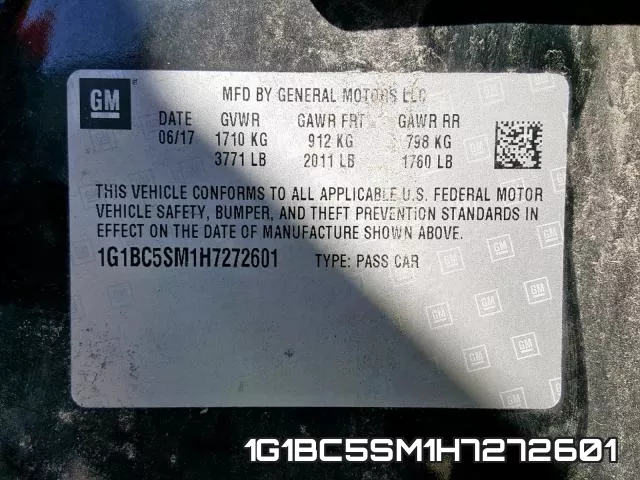 1G1BC5SM1H7272601 фото 2