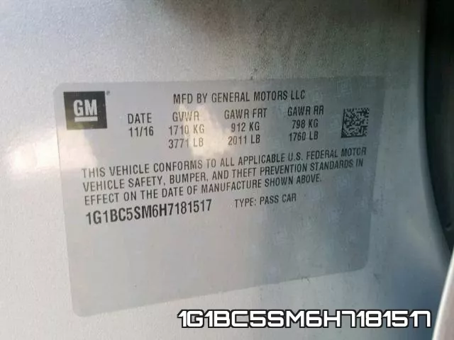 1G1BC5SM6H7181517 фото 2