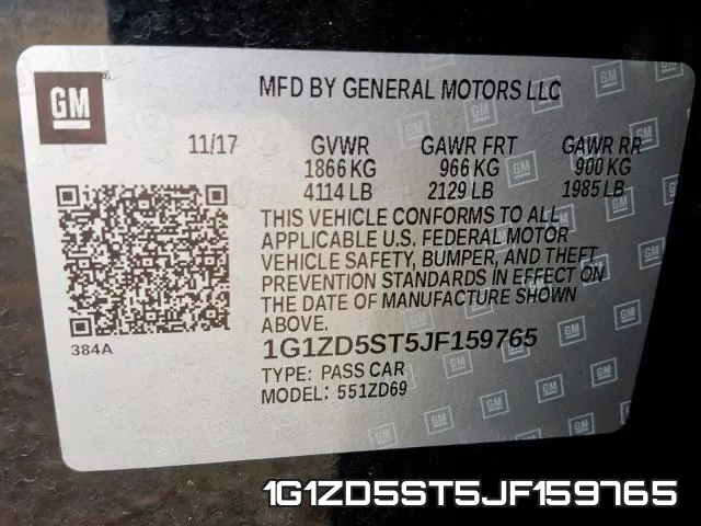 1G1ZD5ST5JF159765 фото 2