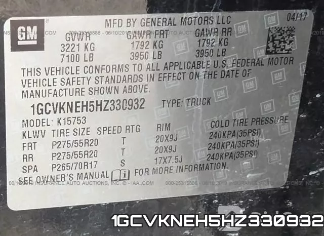 1GCVKNEH5HZ330932 фото 10