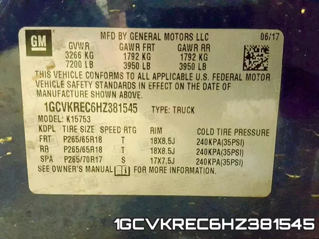 1GCVKREC6HZ381545 фото 2