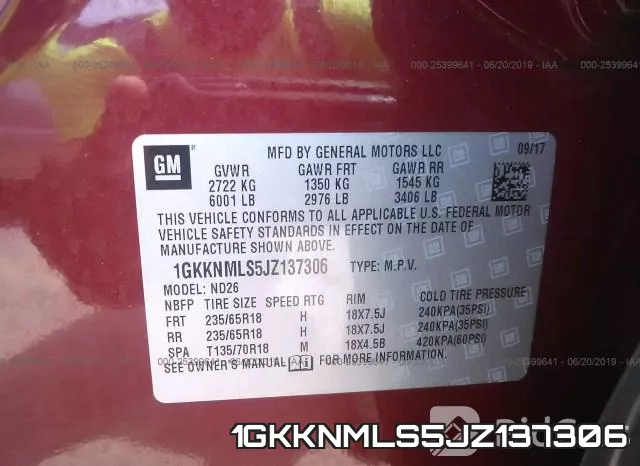 1GKKNMLS5JZ137306 фото 10