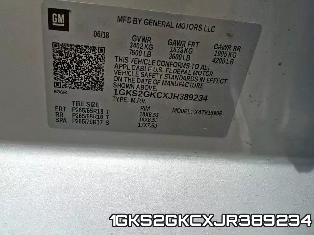 1GKS2GKCXJR389234 фото 2