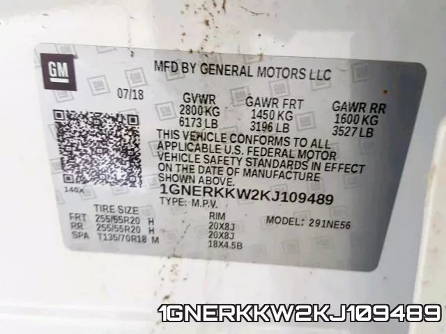 1GNERKKW2KJ109489 фото 2