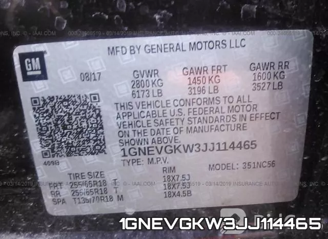 1GNEVGKW3JJ114465 фото 10