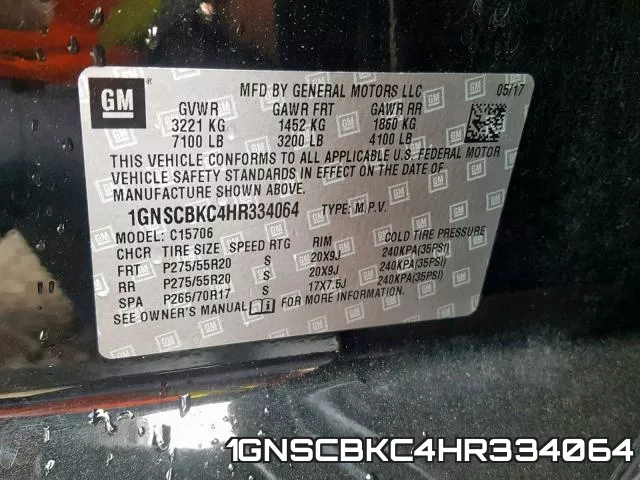 1GNSCBKC4HR334064 фото 2