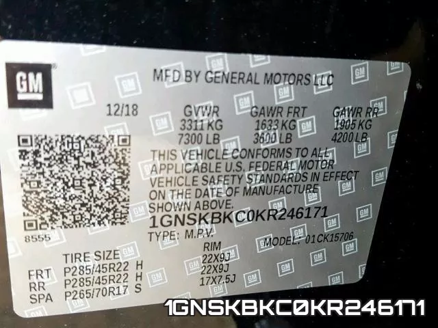 1GNSKBKC0KR246171 фото 2