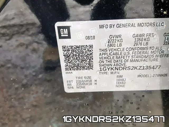 1GYKNDRS2KZ135477 фото 2