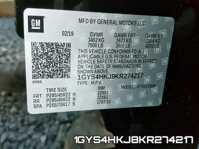 1GYS4HKJ8KR274217 фото 2