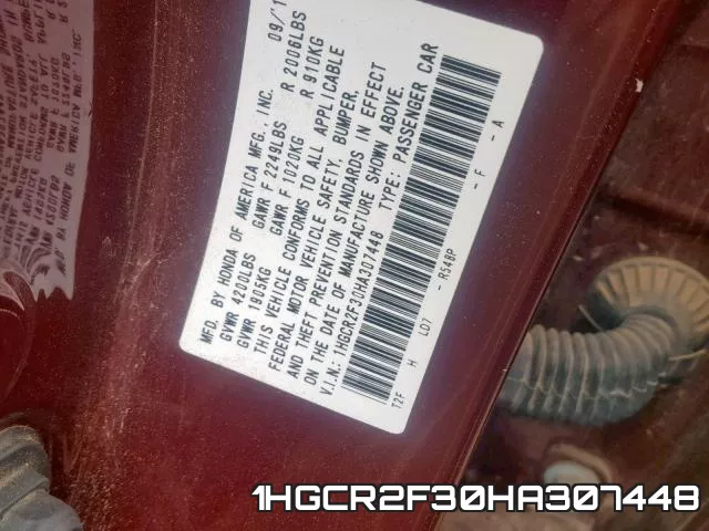 1HGCR2F30HA307448 фото 2