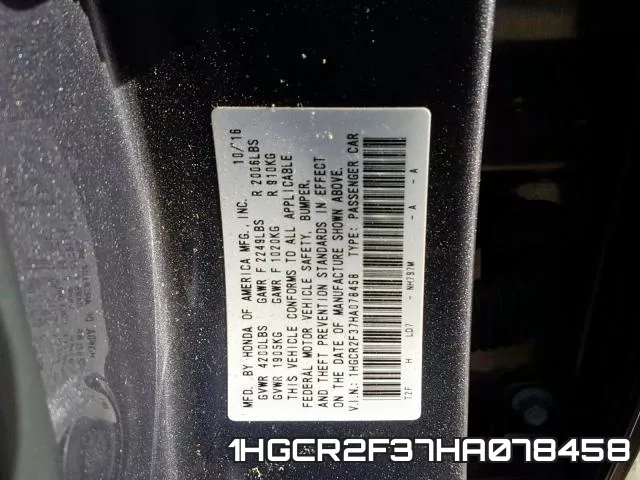 1HGCR2F37HA078458 фото 2