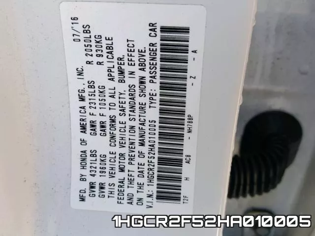 1HGCR2F52HA010005 фото 2