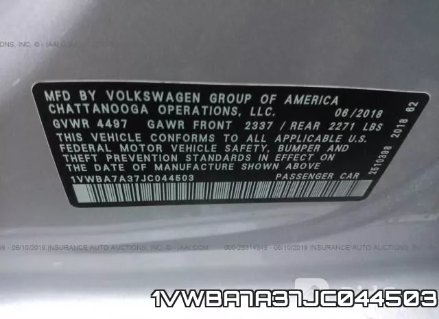 1VWBA7A37JC044503 фото 10