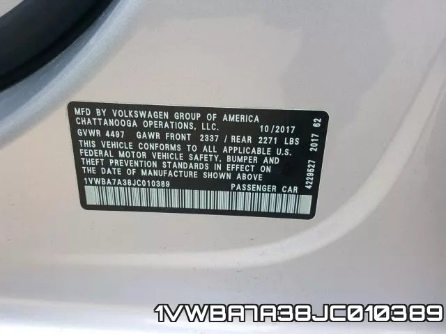 1VWBA7A38JC010389 фото 2
