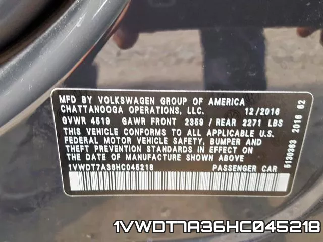 1VWDT7A36HC045218 фото 2