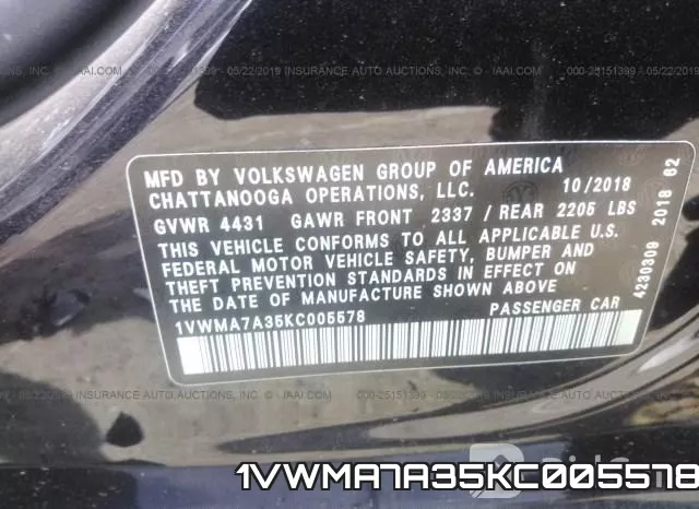 1VWMA7A35KC005578 фото 10