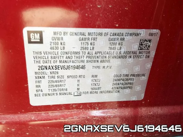 2GNAXSEV6J6194646 фото 2