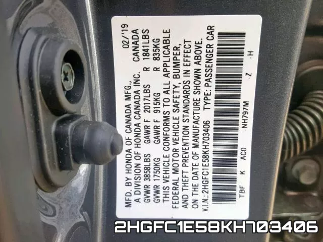 2HGFC1E58KH703406 фото 2