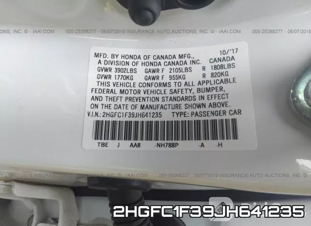2HGFC1F39JH641235 фото 10
