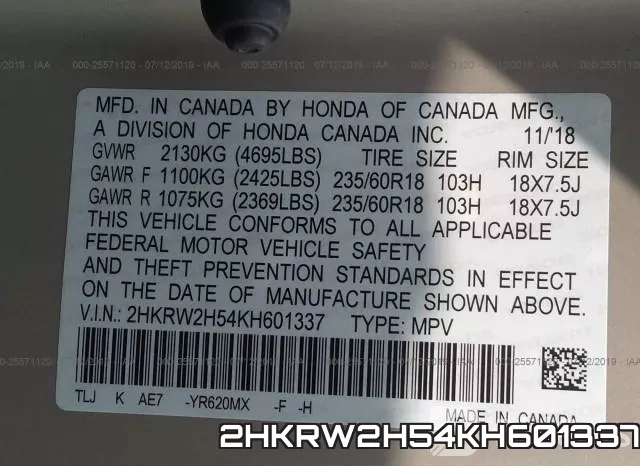 2HKRW2H54KH601337 фото 10