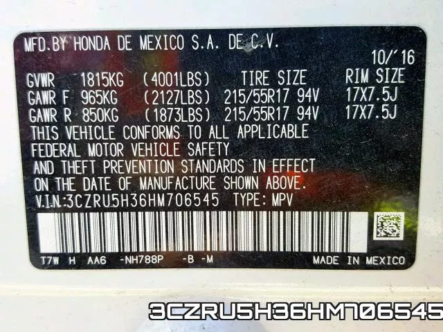 3CZRU5H36HM706545 фото 2