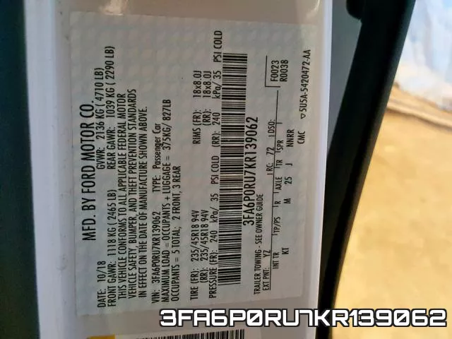 3FA6P0RU7KR139062 фото 2