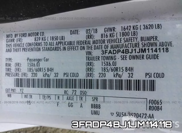 3FADP4BJ1JM114118 фото 10