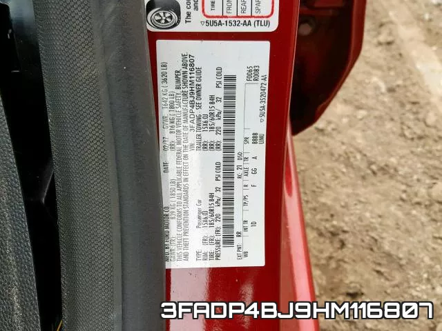 3FADP4BJ9HM116807 фото 2