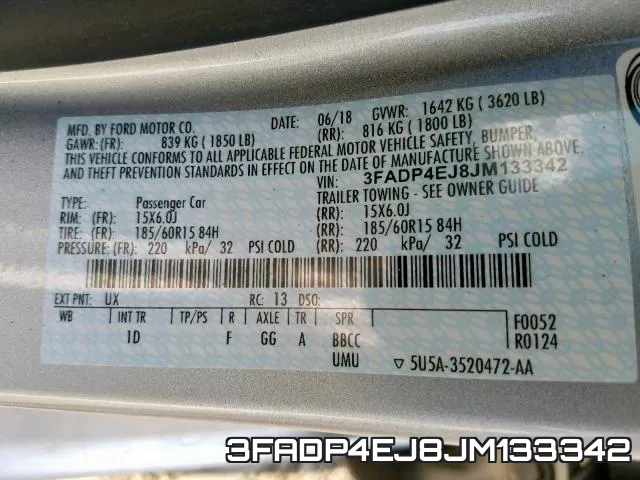 3FADP4EJ8JM133342 фото 2
