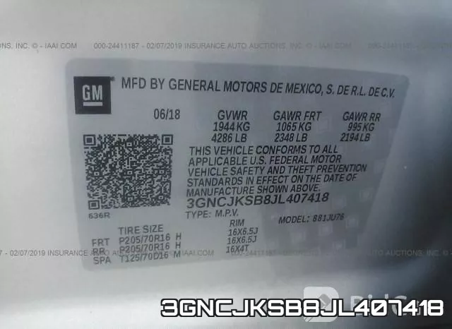 3GNCJKSB8JL407418 фото 10