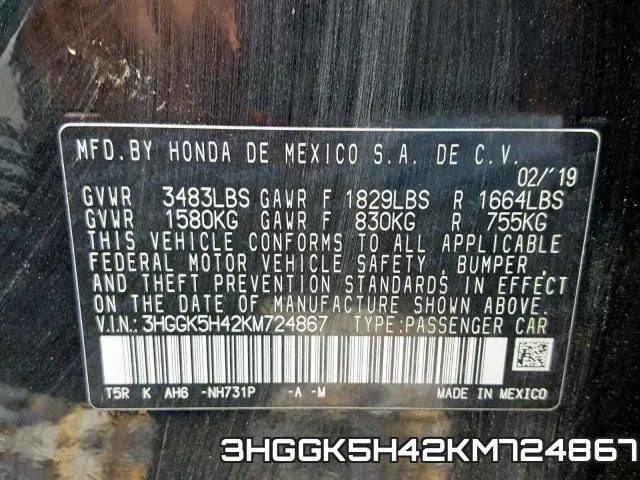 3HGGK5H42KM724867 фото 2