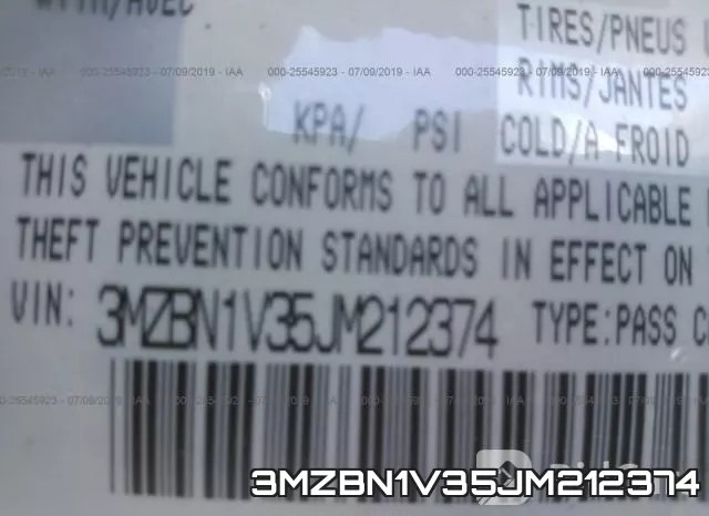 3MZBN1V35JM212374 фото 10