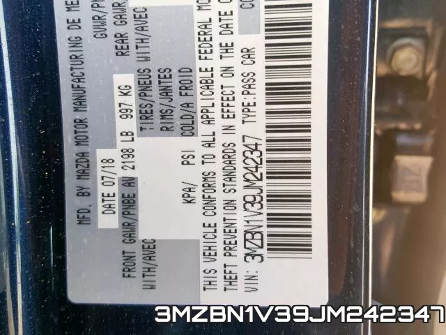 3MZBN1V39JM242347 фото 2