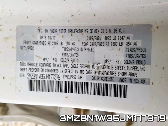 3MZBN1W35JM177379 фото 2