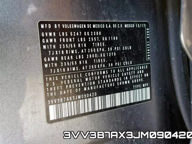 3VV3B7AX3JM090420 фото 2