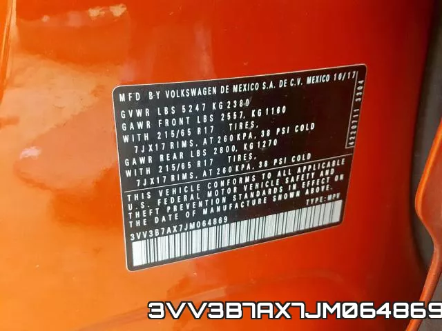 3VV3B7AX7JM064869 фото 2