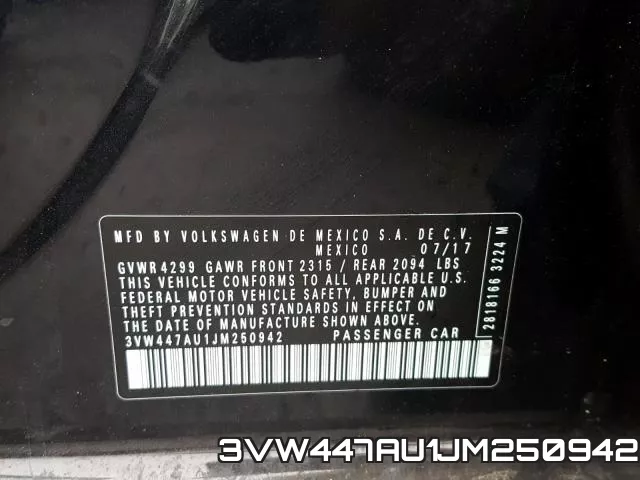 3VW447AU1JM250942 фото 2