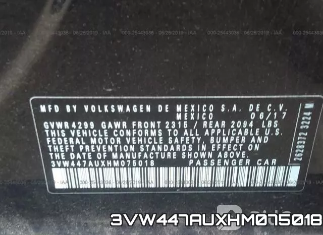 3VW447AUXHM075018 фото 10