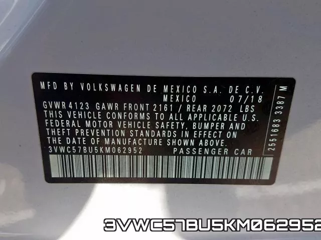 3VWC57BU5KM062952 фото 2
