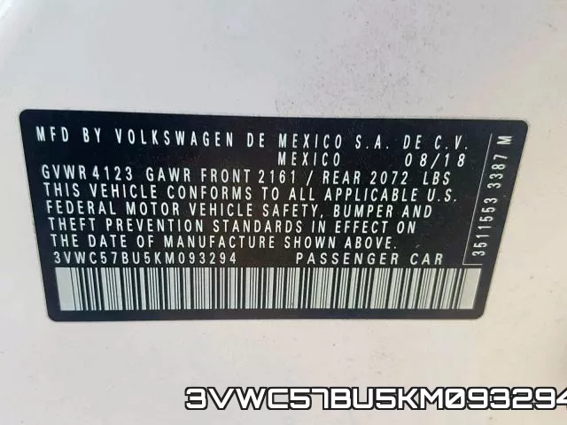 3VWC57BU5KM093294 фото 2