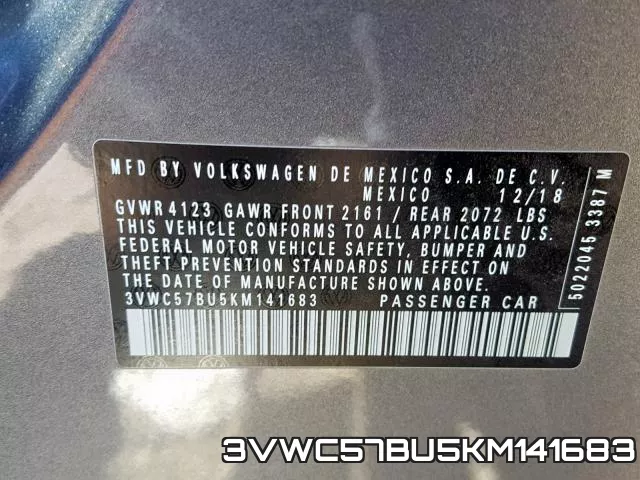 3VWC57BU5KM141683 фото 2