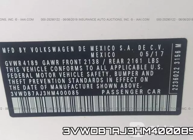 3VWDB7AJ3HM400085 фото 10