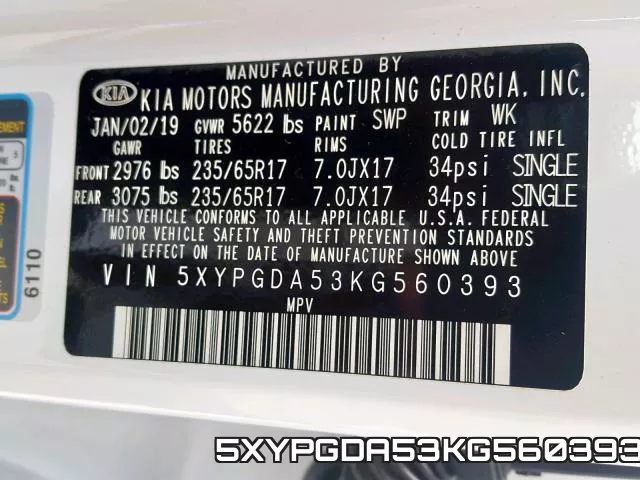 5XYPGDA53KG560393 фото 2