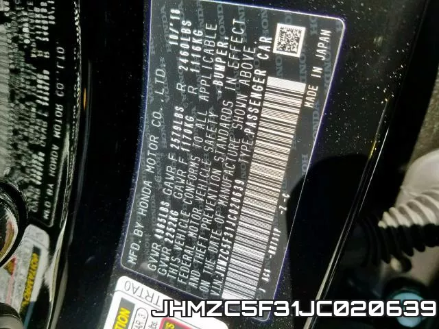JHMZC5F31JC020639 фото 2