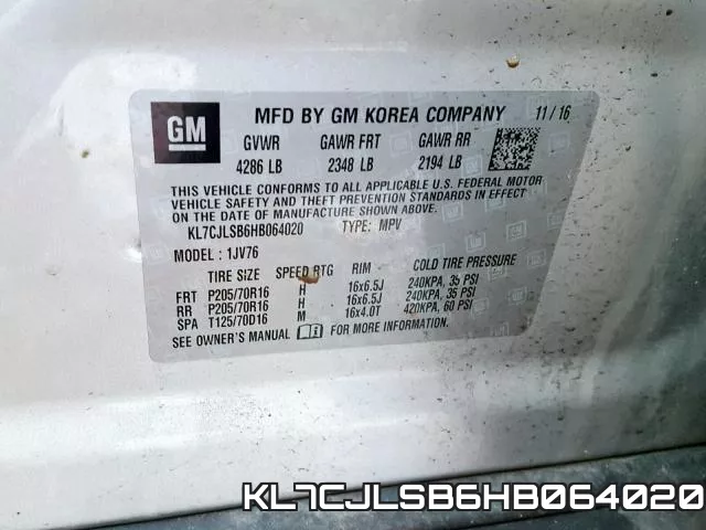 KL7CJLSB6HB064020 фото 2