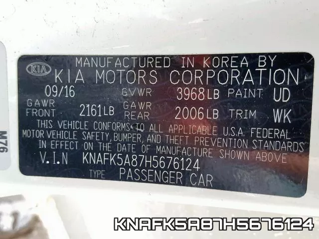 KNAFK5A87H5676124 фото 2