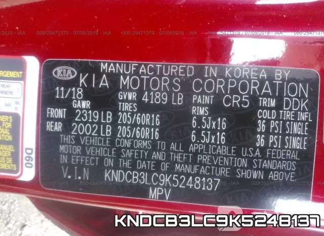 KNDCB3LC9K5248137 фото 10