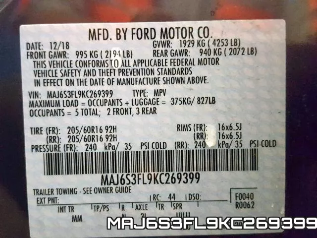 MAJ6S3FL9KC269399 фото 2