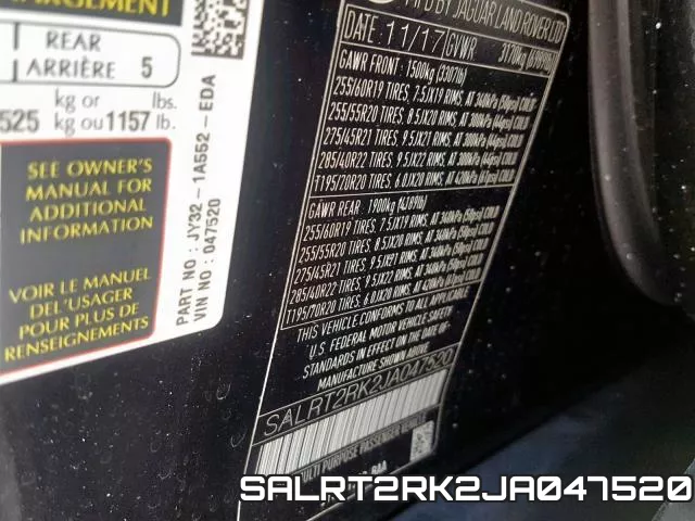 SALRT2RK2JA047520 фото 2